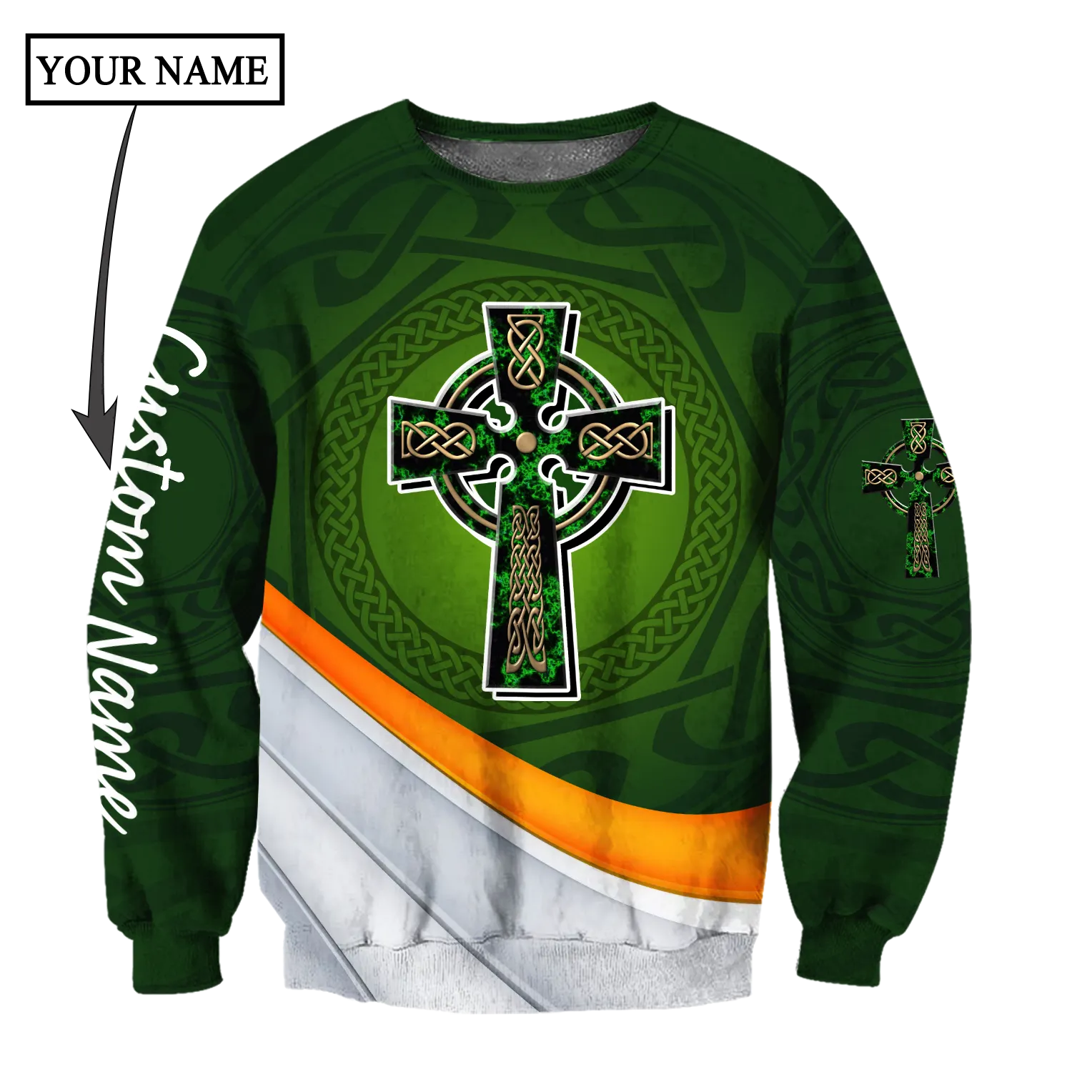 Personalized Custom Name Saint Patrick's Day Shirt, St. Patrick's Day 3d Shirt, Celtic Cross Shirt