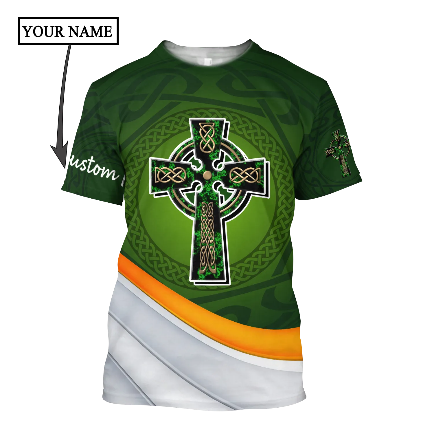 Personalized Custom Name Saint Patrick's Day Shirt, St. Patrick's Day 3d Shirt, Celtic Cross Shirt