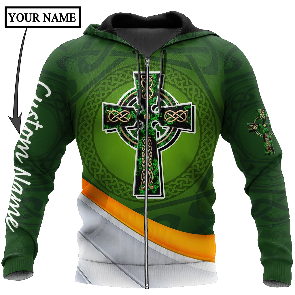 Personalized Custom Name Saint Patrick's Day Shirt, St. Patrick's Day 3d Shirt, Celtic Cross Shirt