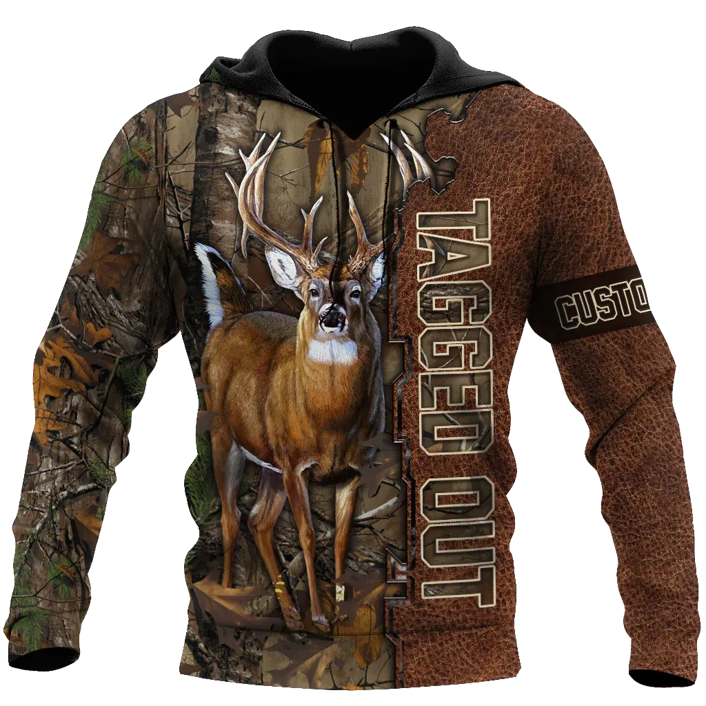 Personalized Deer Hunting 3D Hoodie For Him Her, Tagged Out Deer Hunting Hoodies