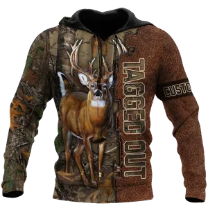 Personalized Deer Hunting 3D Hoodie For Him Her, Tagged Out Deer Hunting Hoodies