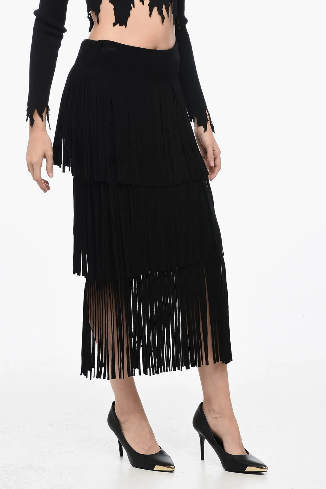 Philosophy di Lorenzo Serafini Fringed Skirt with Ruffled Desing