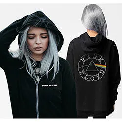 Pink Floyd Ladies Zipped Hoodie: Circle Logo (Back Print)