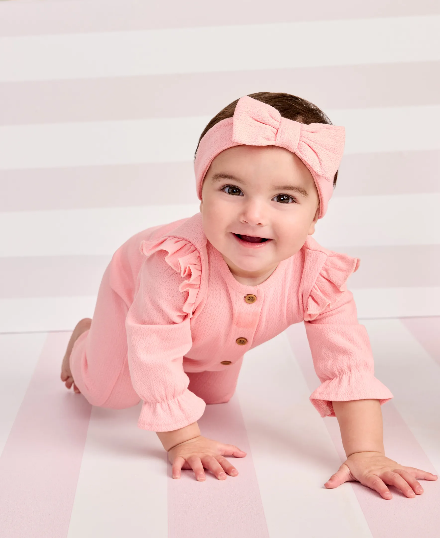 Pink Pointelle Jumpsuit Set