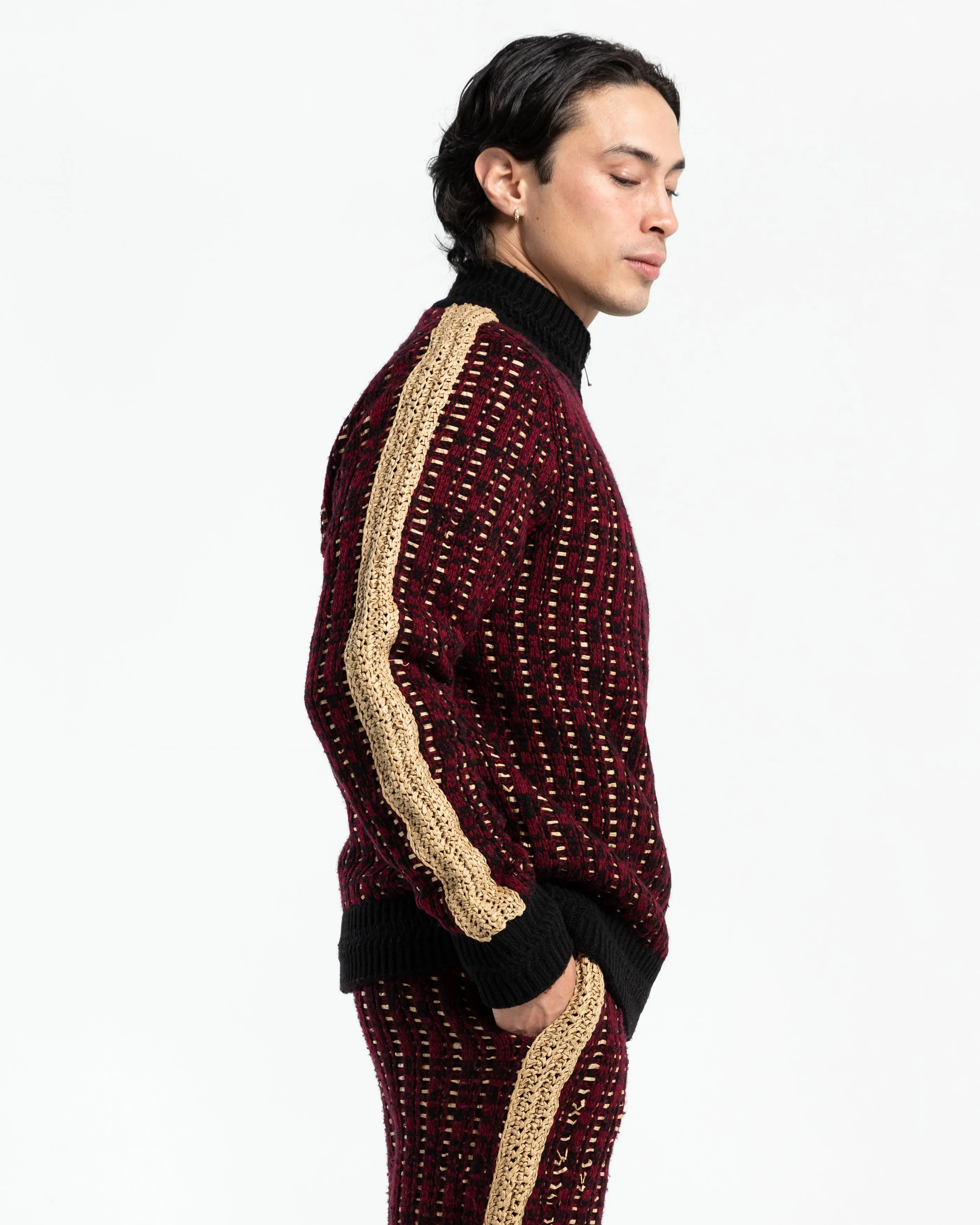 Pistol Track Jacket in Maroon Grain