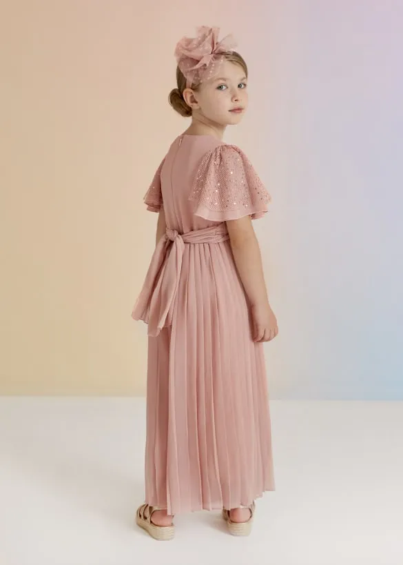 Pleated Chiffon Jumpsuit - Rose