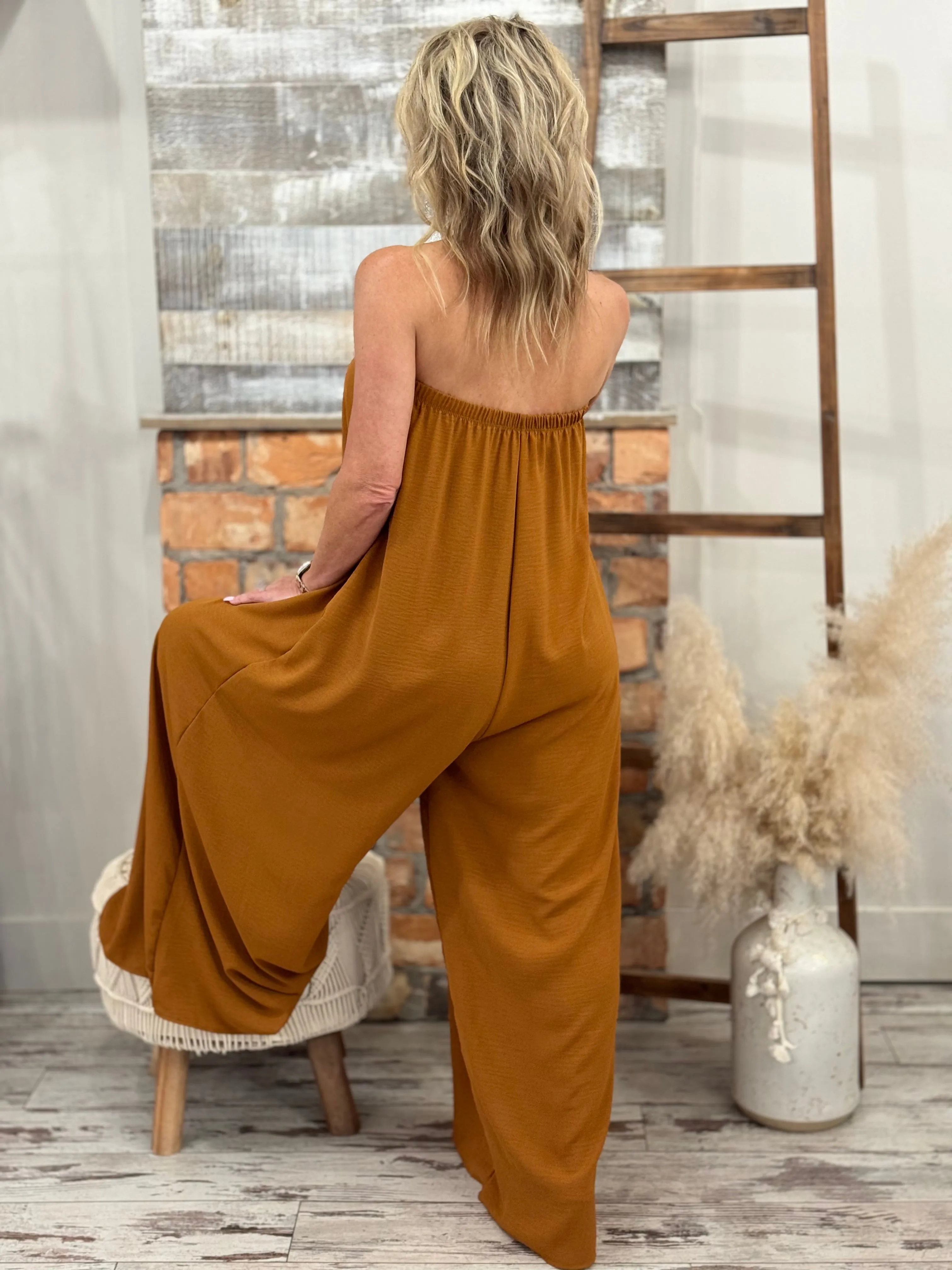 Pleated Flowy Wide Leg Jumpsuit