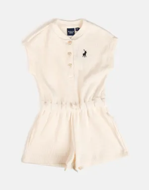 Polo Girls Gina Textured Off White Jumpsuit