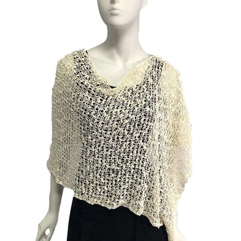 Popcorn Knit Poncho Biasa