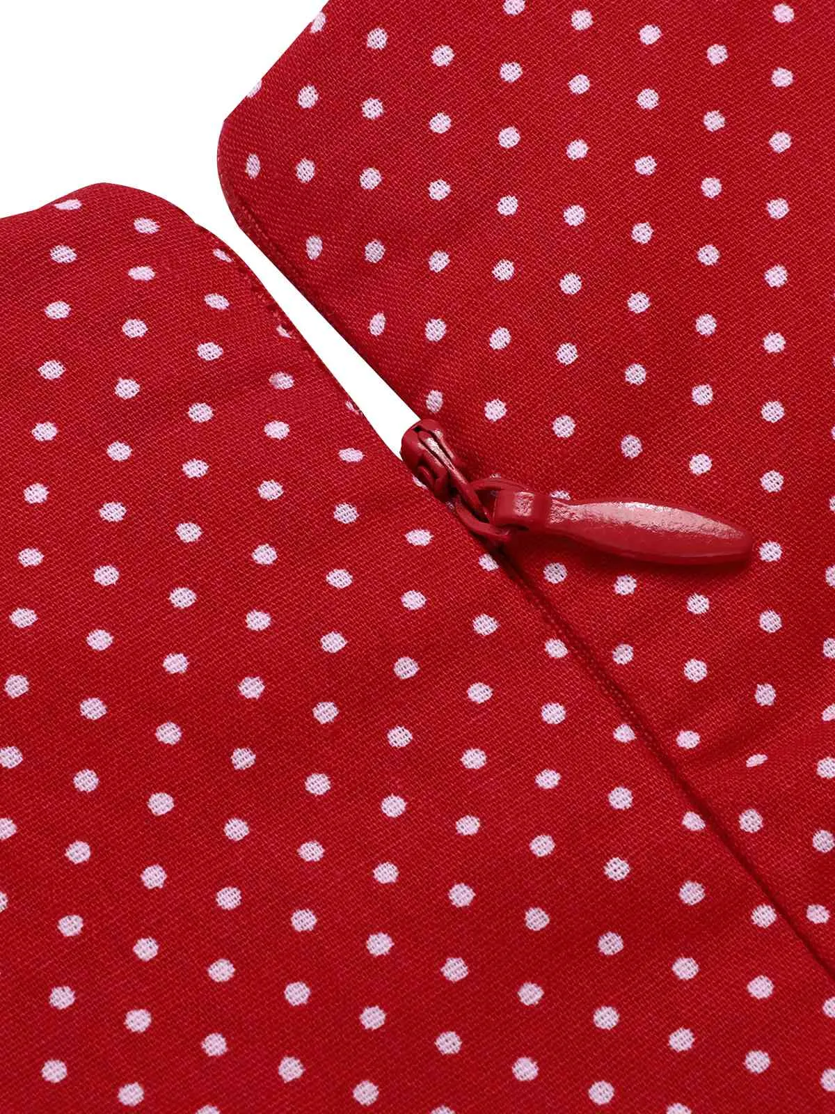 [Pre-Sale] Red 1960s V-Neck Petal Sleeves Dots Jumpsuit