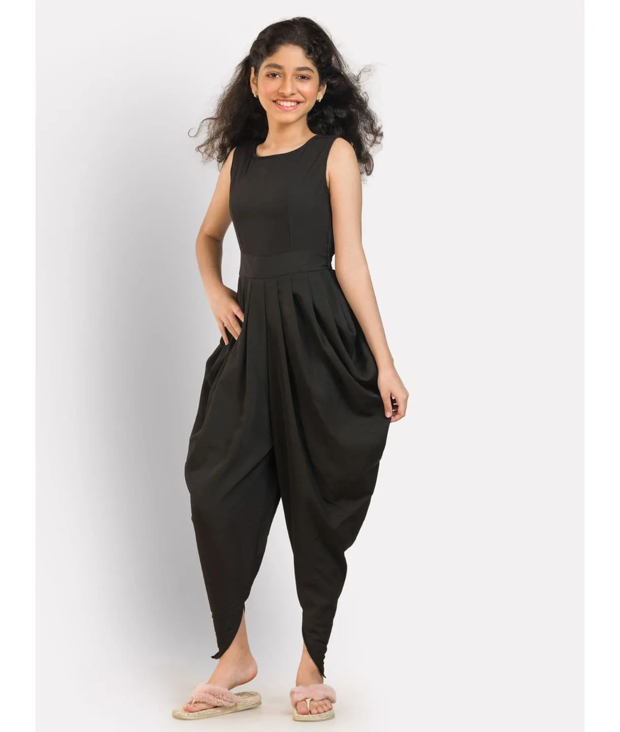 Printed Elasticated Dhoti Jumpsuit for Girls