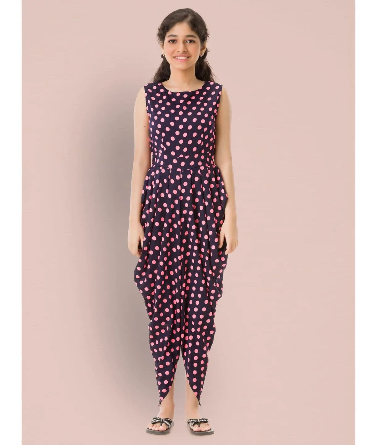 Printed Elasticated Dhoti Jumpsuit for Girls