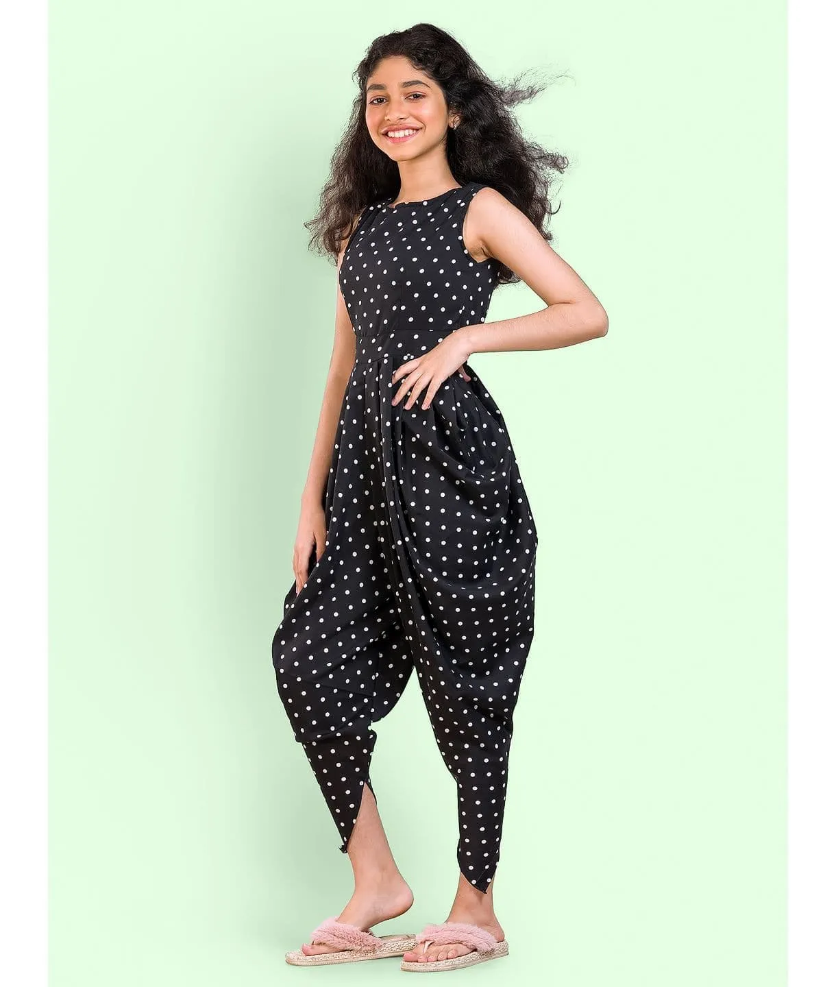 Printed Elasticated Dhoti Jumpsuit for Girls