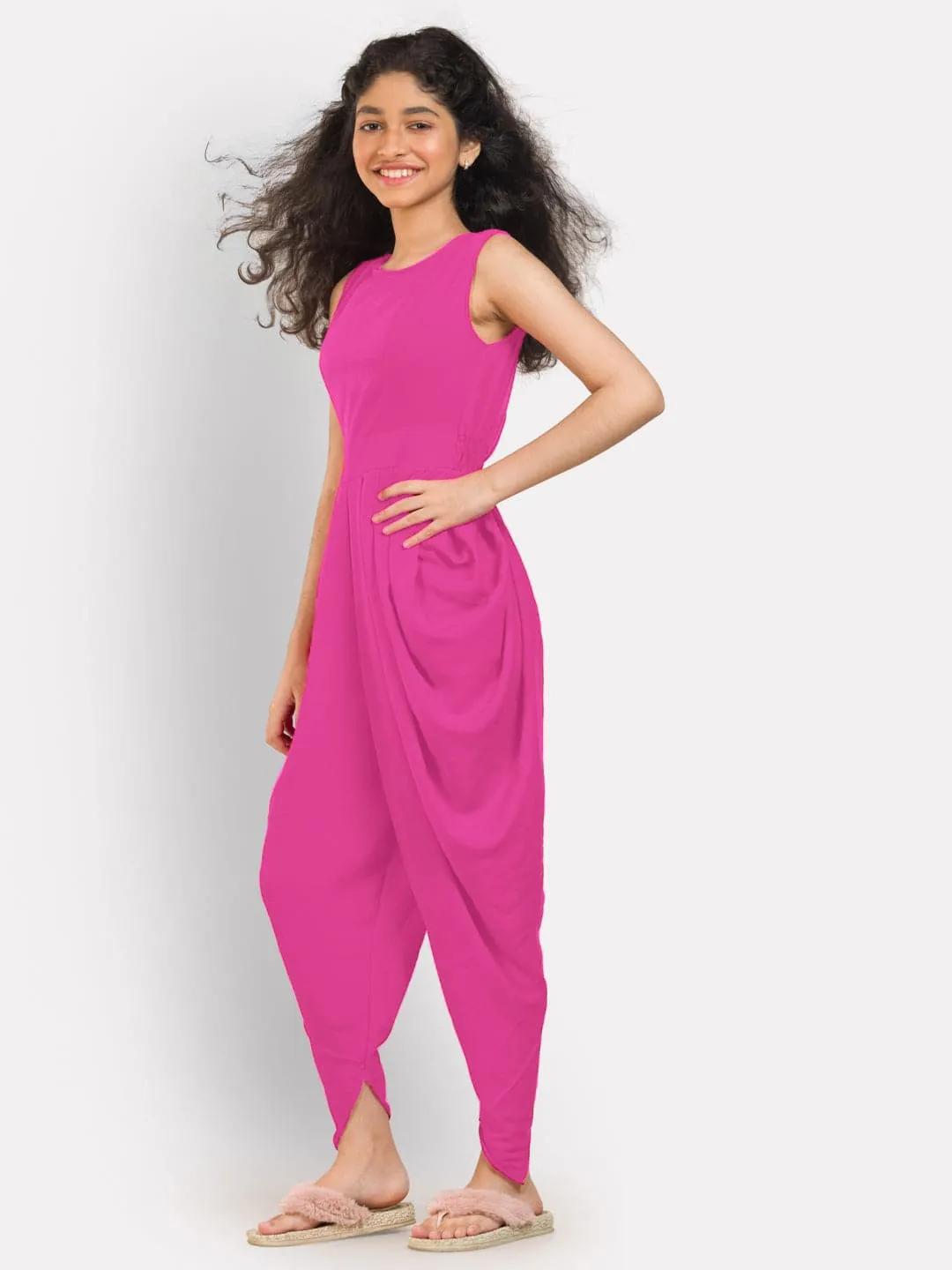 Printed Elasticated Dhoti Jumpsuit for Girls