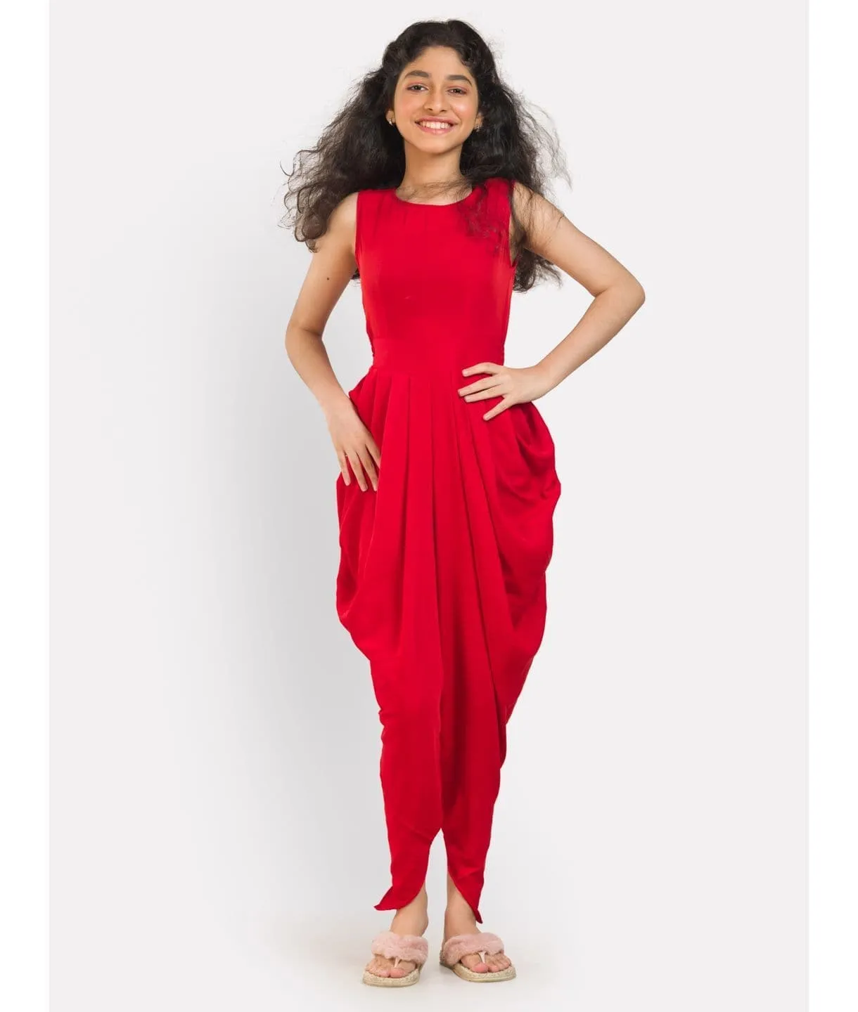 Printed Elasticated Dhoti Jumpsuit for Girls