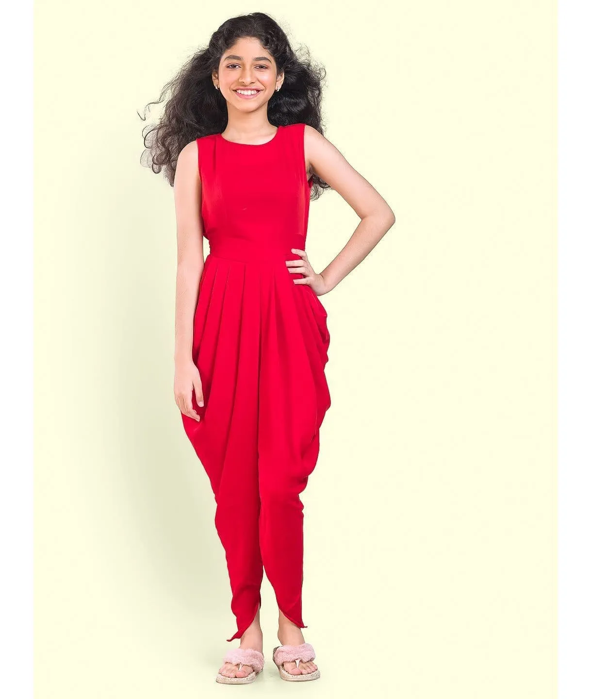 Printed Elasticated Dhoti Jumpsuit for Girls