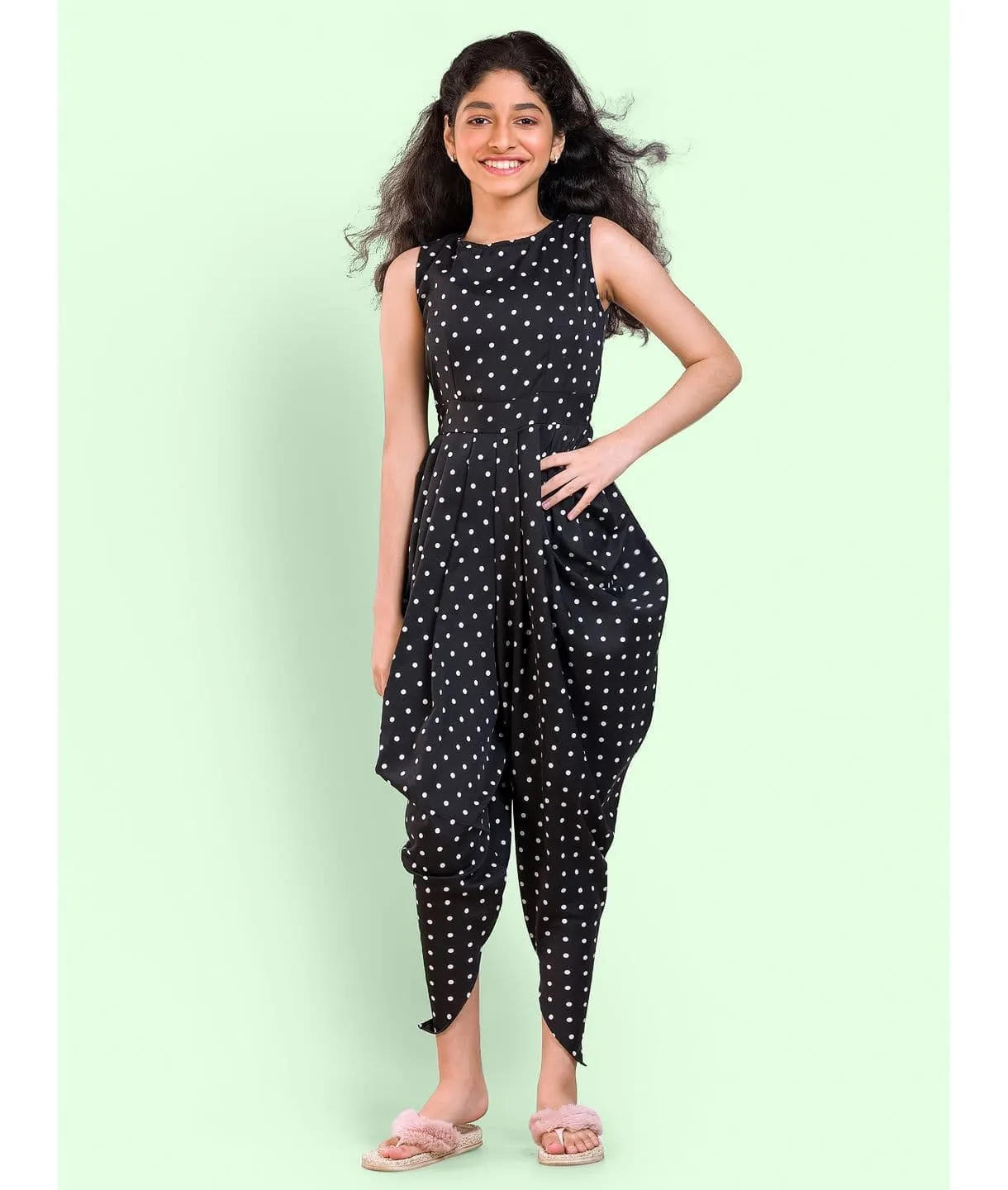 Printed Elasticated Dhoti Jumpsuit for Girls