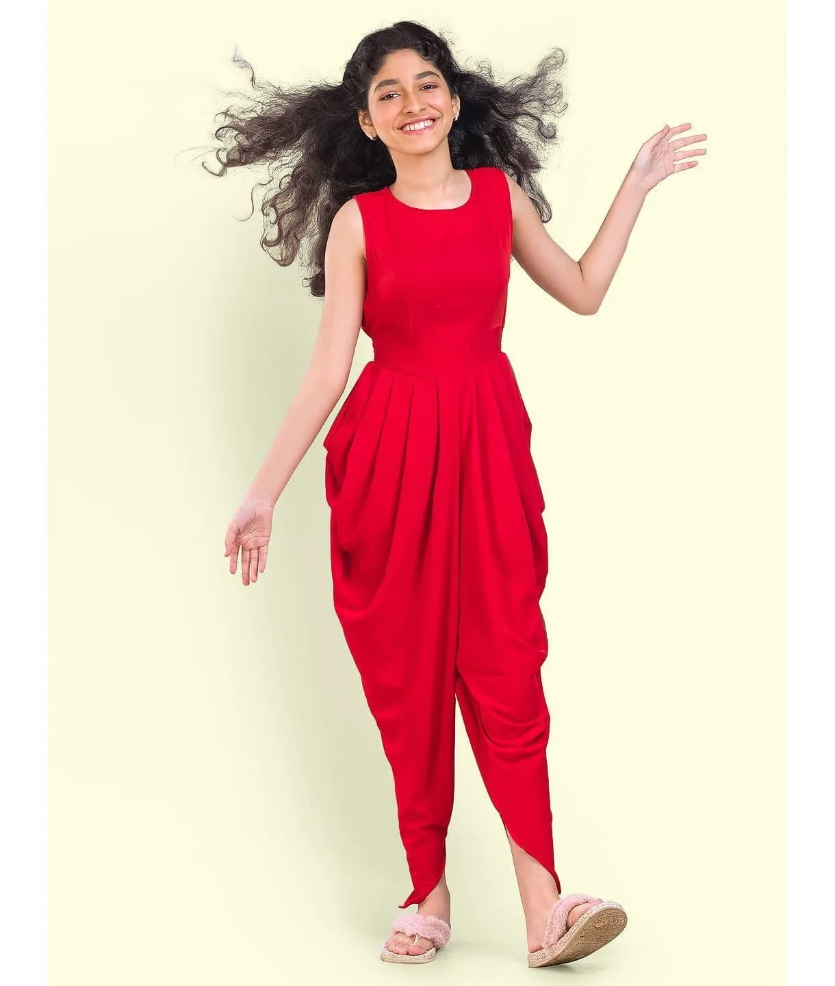 Printed Elasticated Dhoti Jumpsuit for Girls