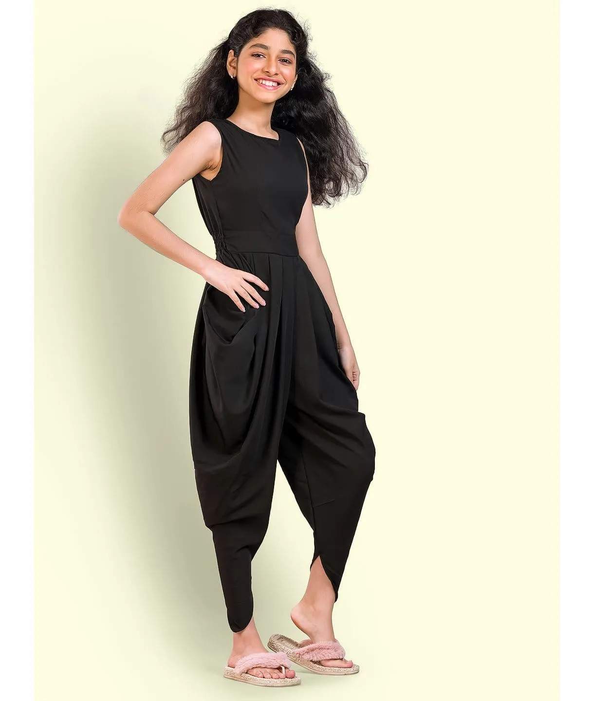 Printed Elasticated Dhoti Jumpsuit for Girls