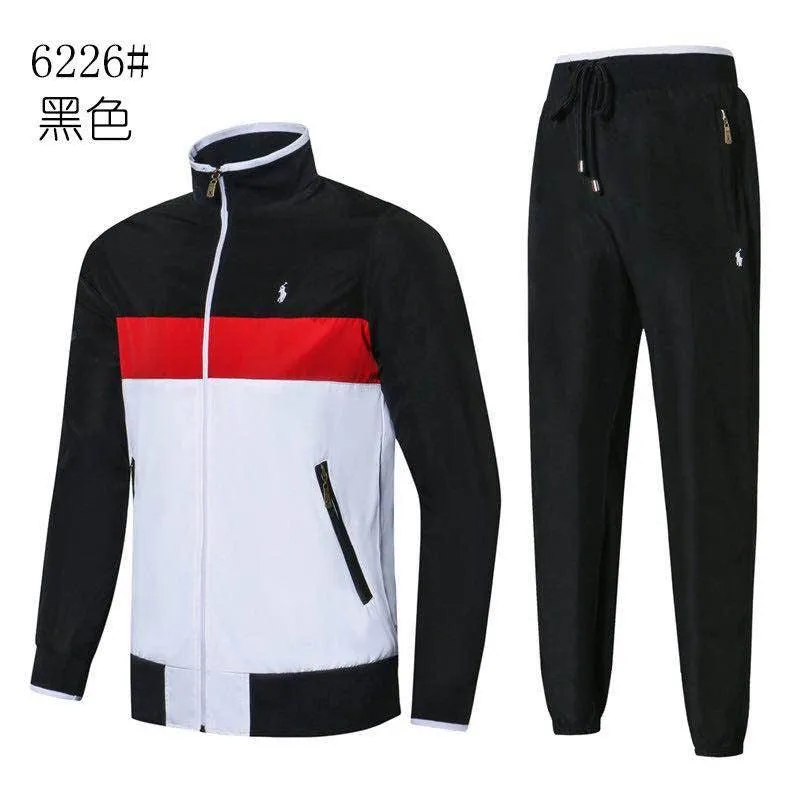 Prl Small Pony Design Black And Red Jacket Tracksuit