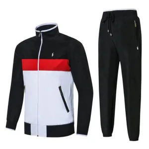 Prl Small Pony Design Black And Red Jacket Tracksuit