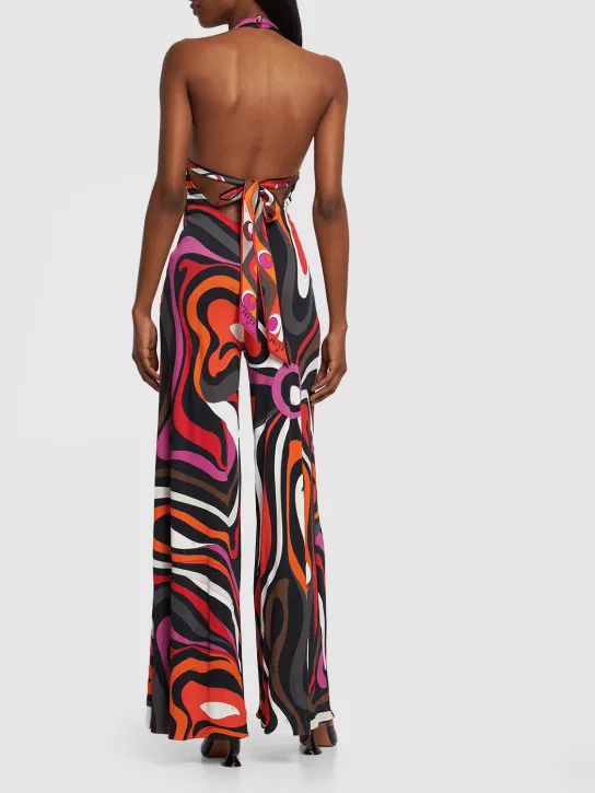 Pucci   Marmo printed jersey halter jumpsuit 