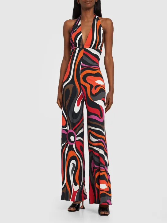 Pucci   Marmo printed jersey halter jumpsuit 