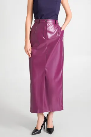 Purple faux leather maxi skirt