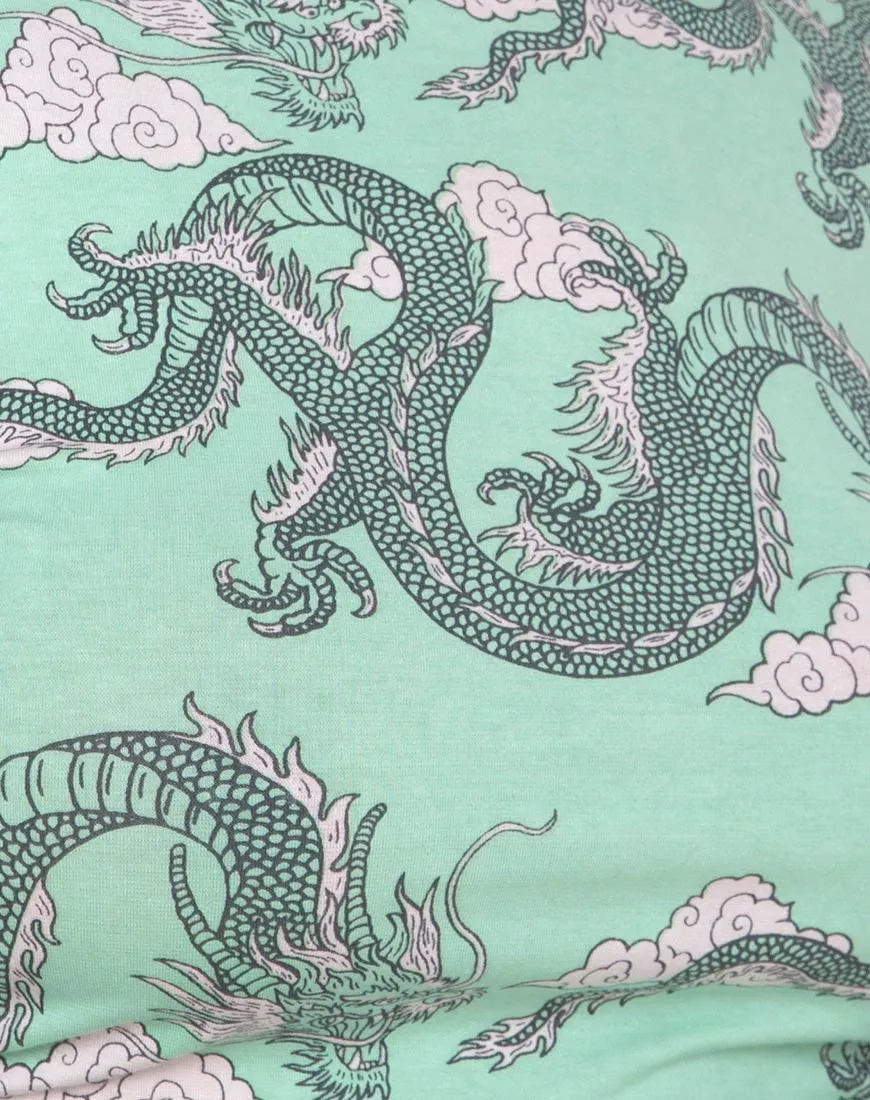 Quelia Crop Top in Chinese Dragon Neo Mint