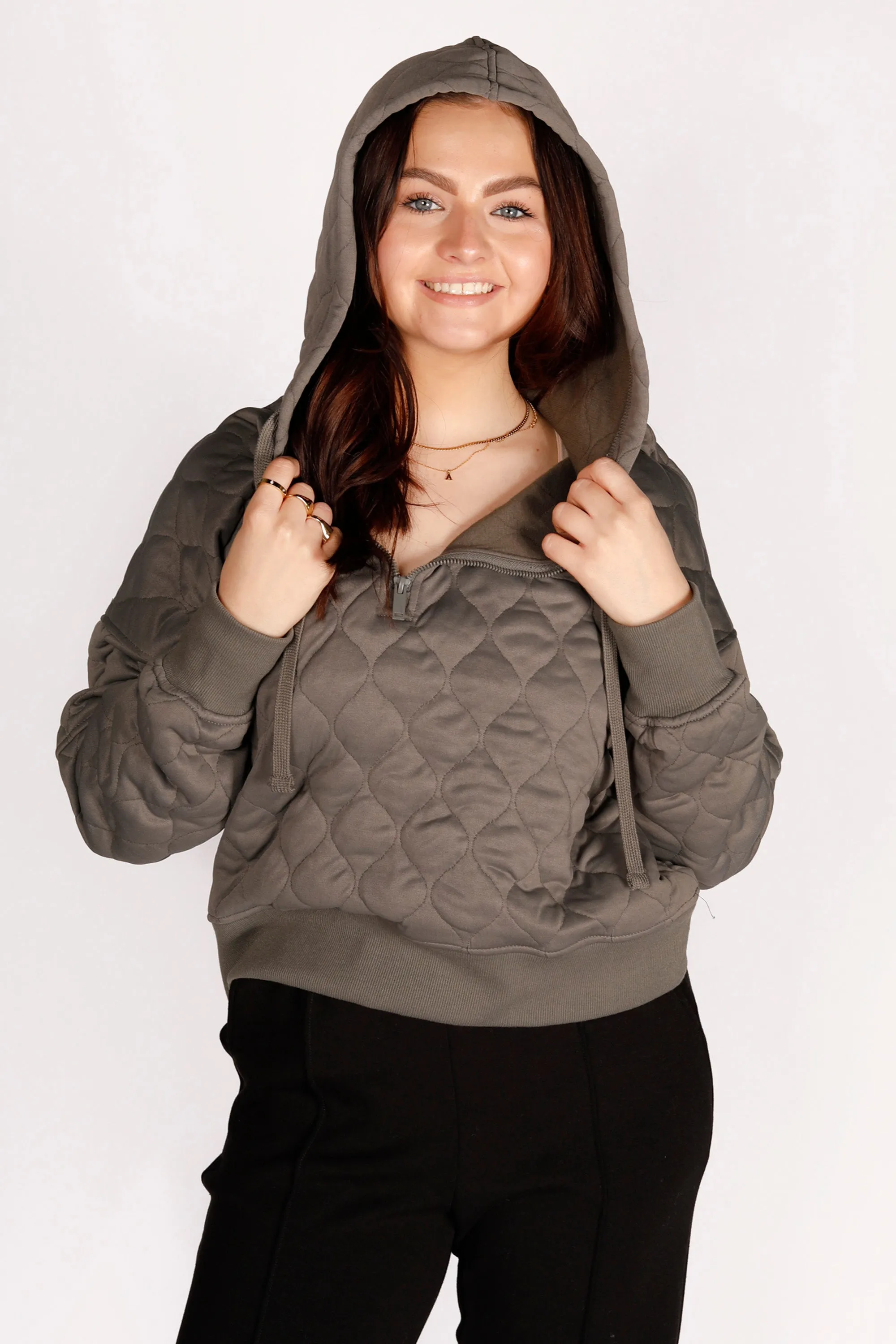 Quilted Zip Hoodie