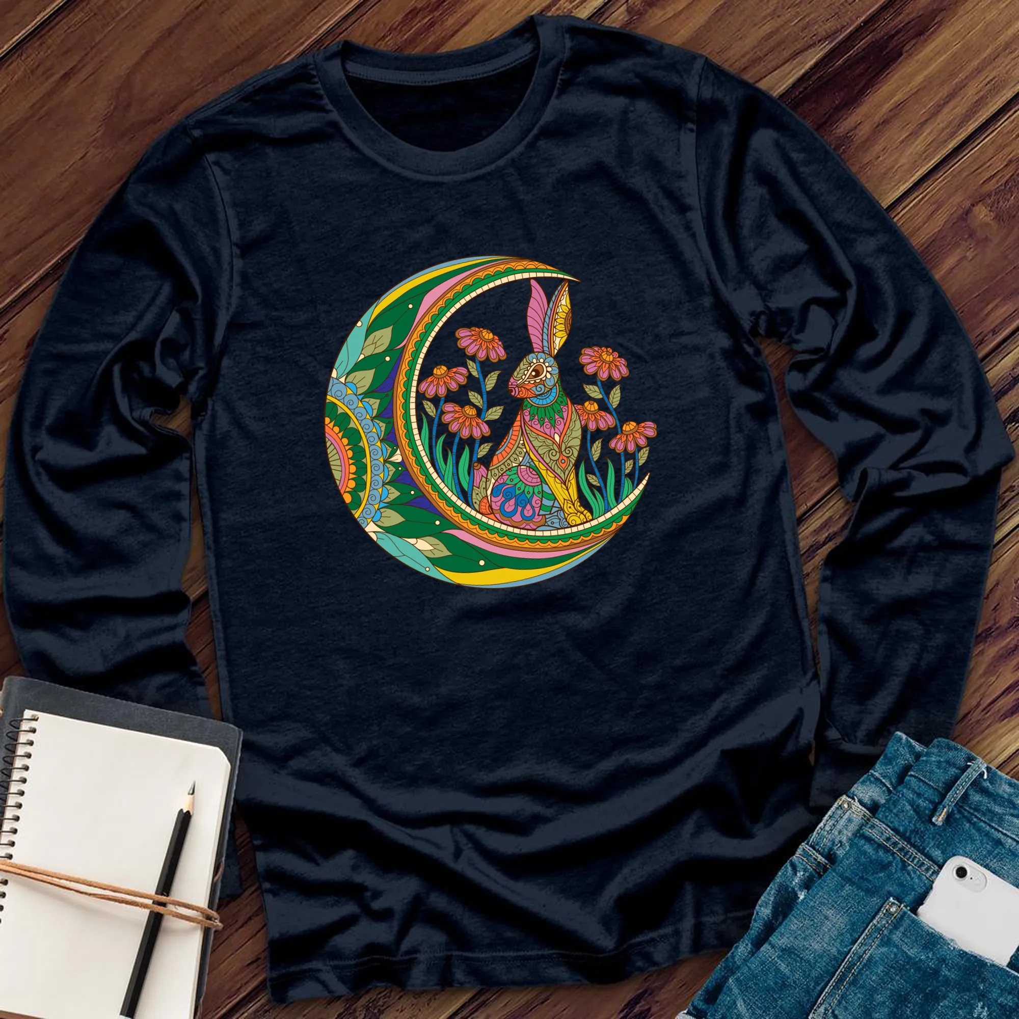 Rabbit Mandala Moon Long Sleeve