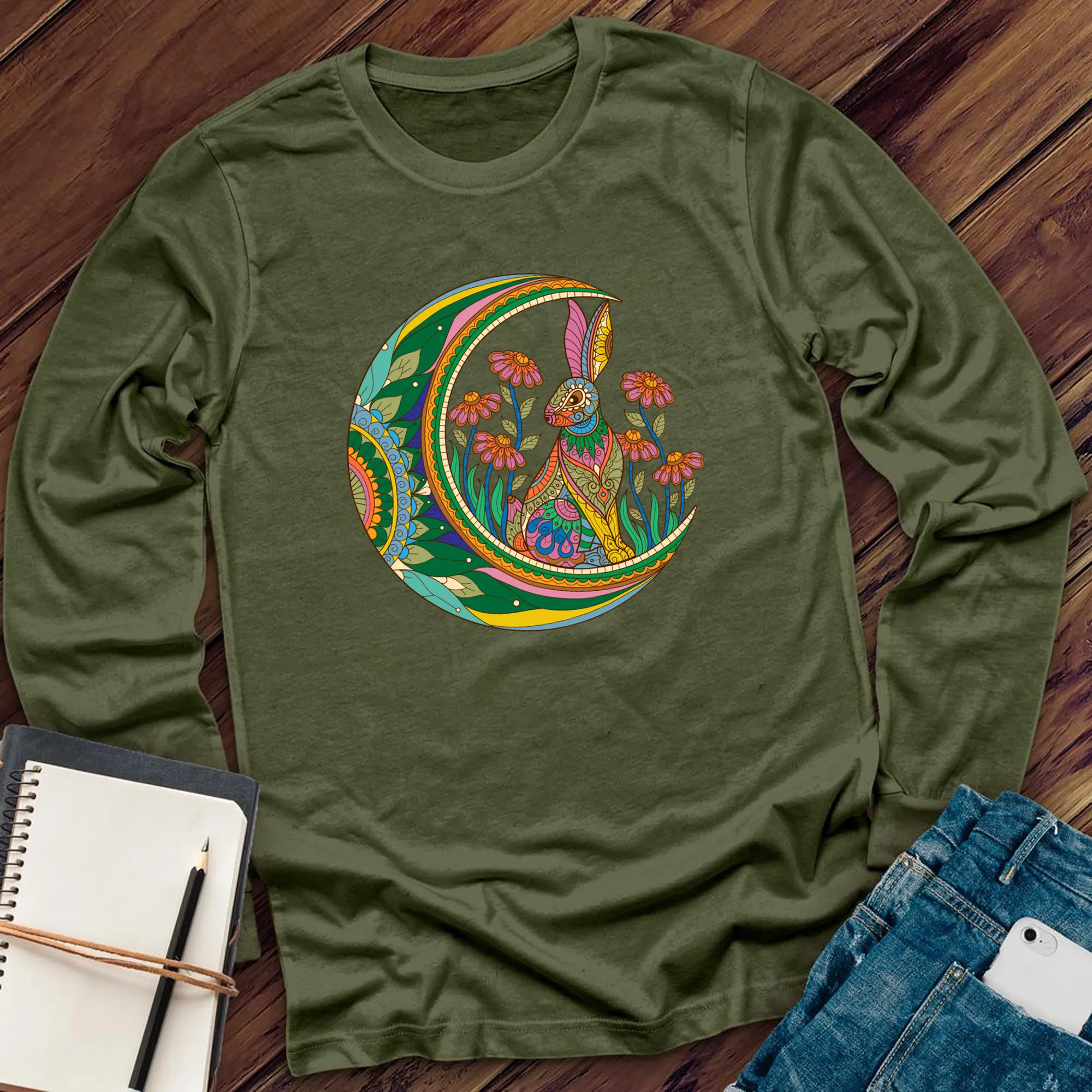 Rabbit Mandala Moon Long Sleeve