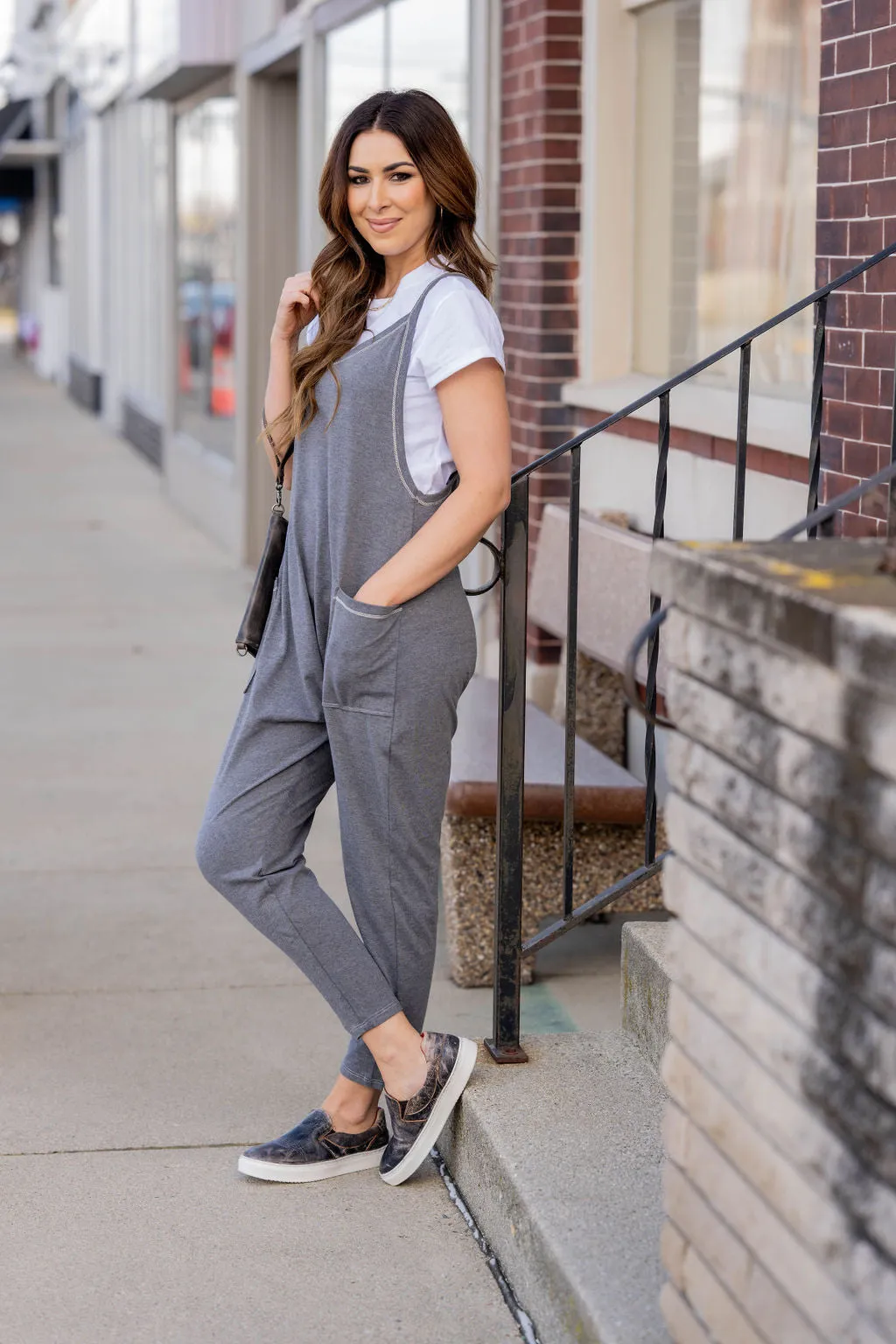 Raw Stitched Sweatshirt Jumpsuit