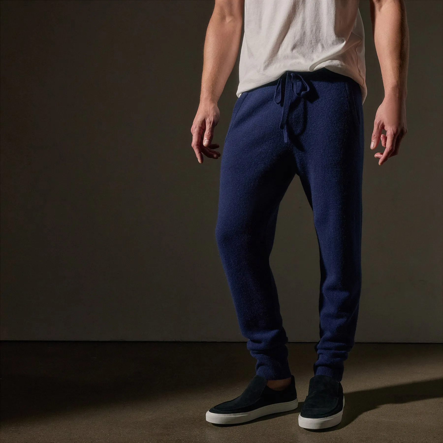 Recycled Cashmere Track Pant with Pockets - Royal Blue