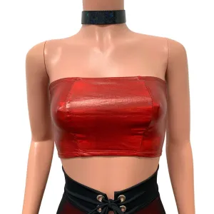 Red Holo Tube Top Bandeau