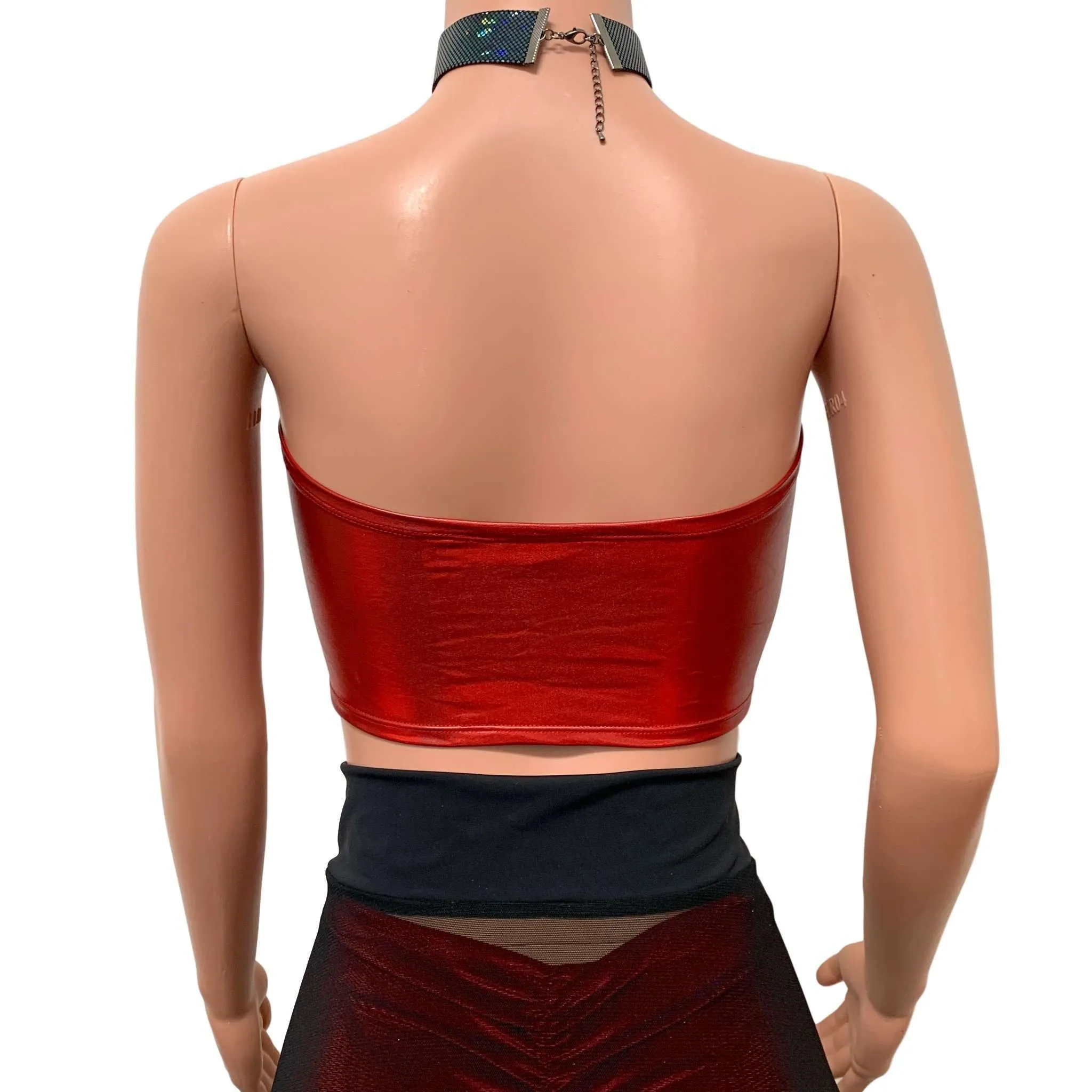 Red Holo Tube Top Bandeau