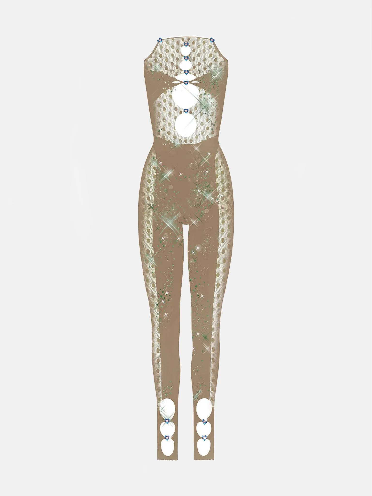 Rhinestoned Janice Jumpsuit Truffle