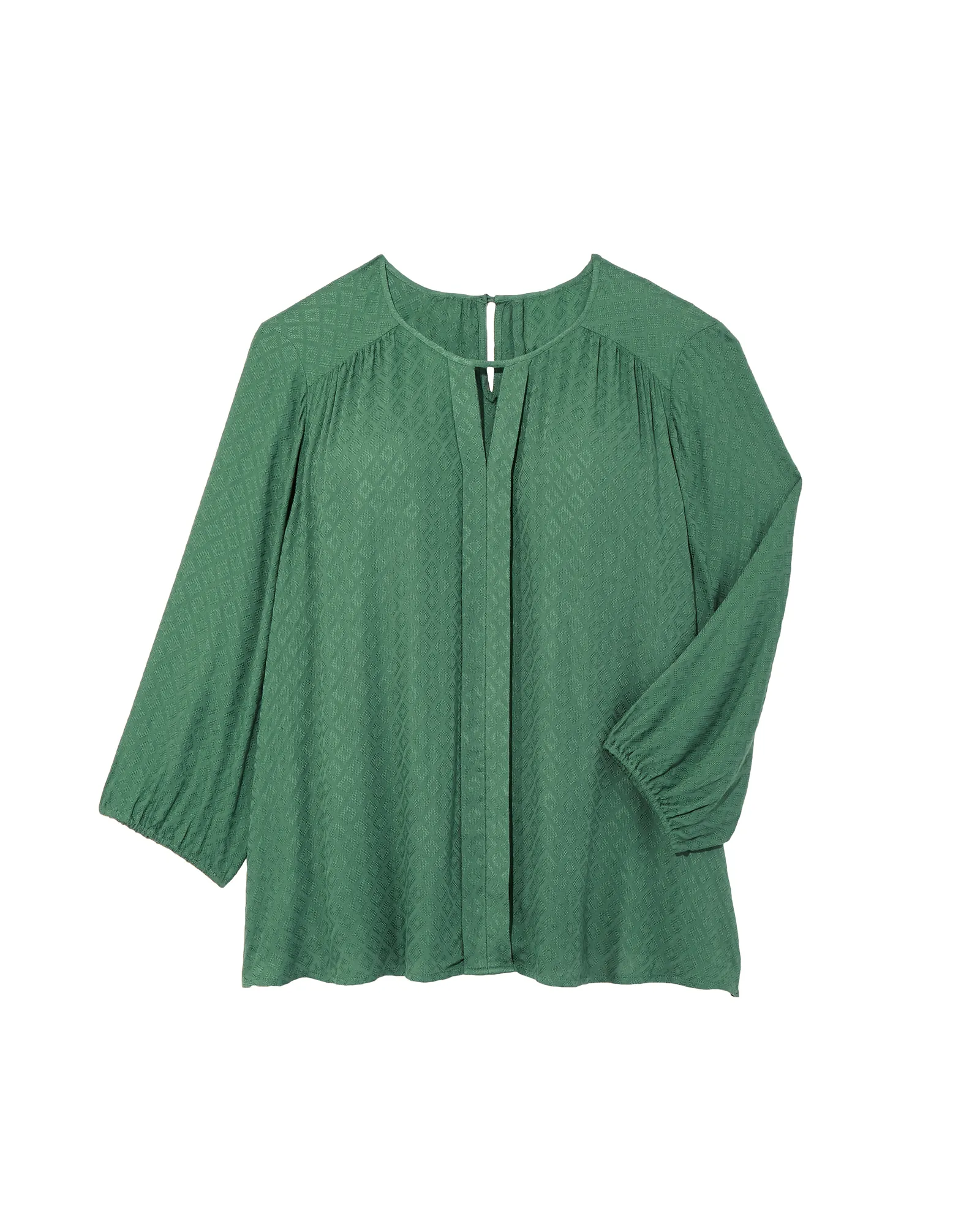 Rhonda 3/4 Sleeve Front Pleat Blouse with Keyhole | Light Green