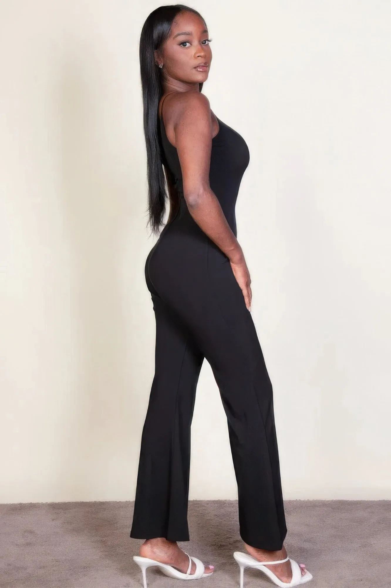 Ribbed wide leg jumpsuit