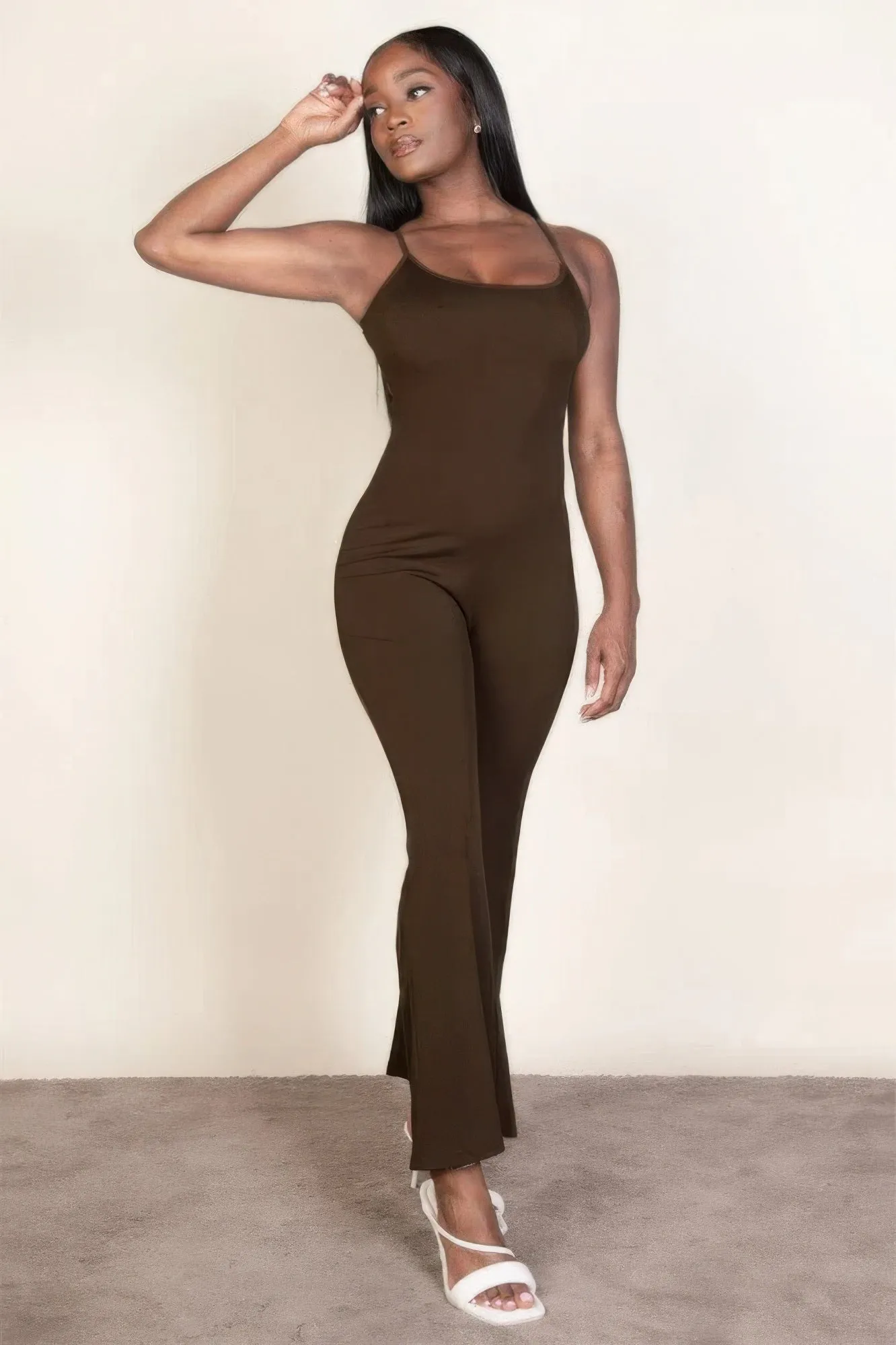 Ribbed wide leg jumpsuit