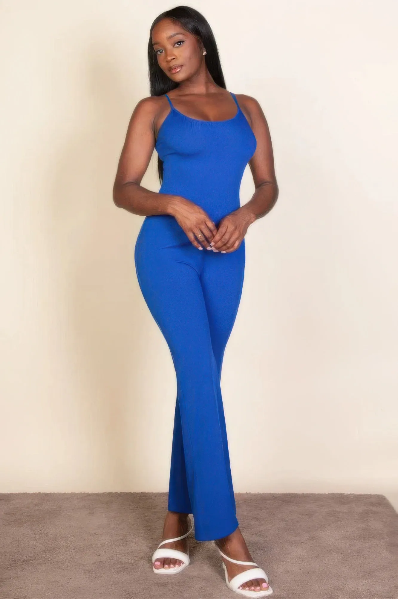 Ribbed wide leg jumpsuit