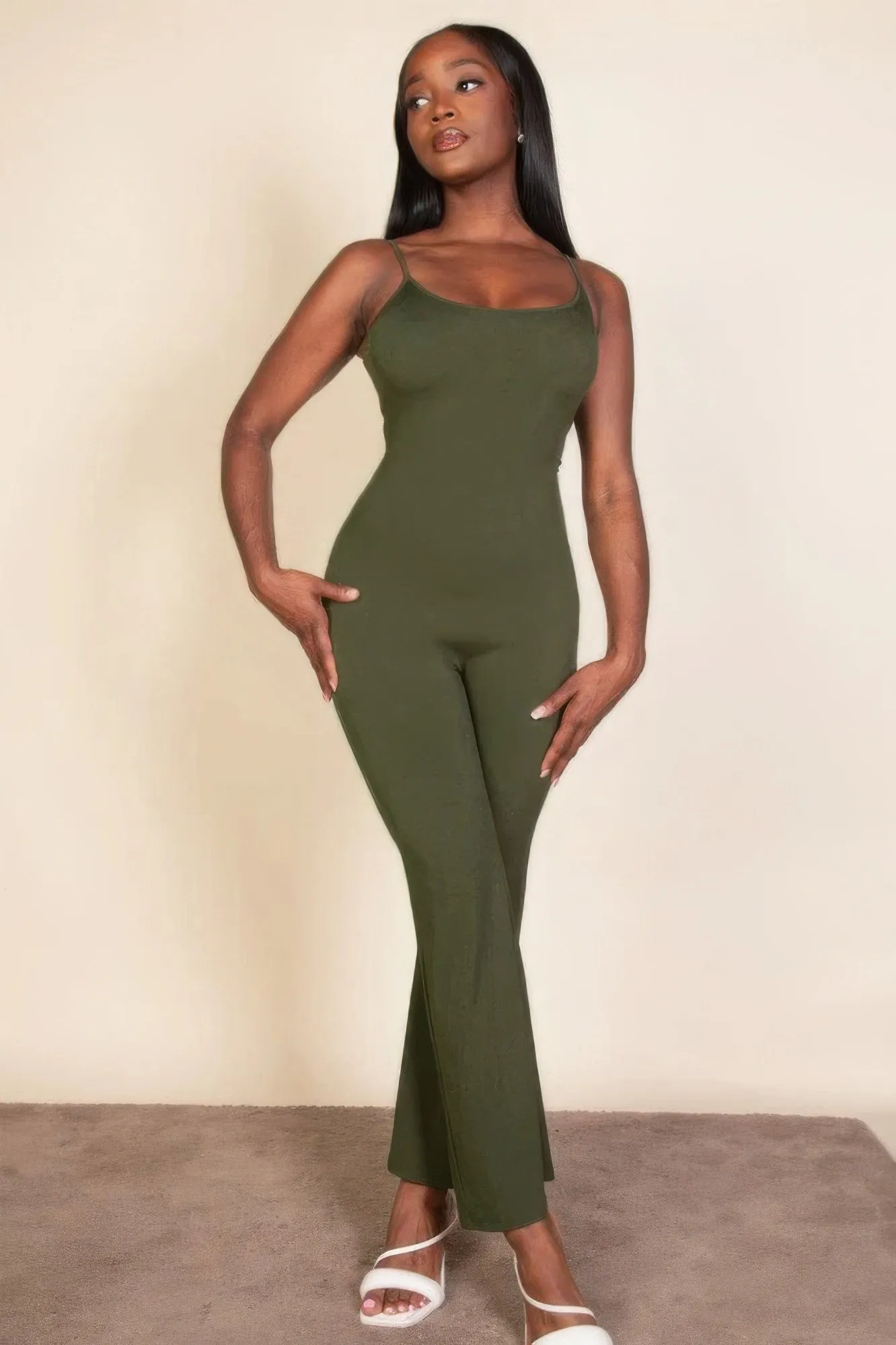 Ribbed wide leg jumpsuit