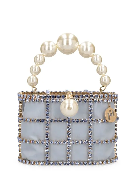 Rosantica   Holli crystal &amp; pearl top handle bag 