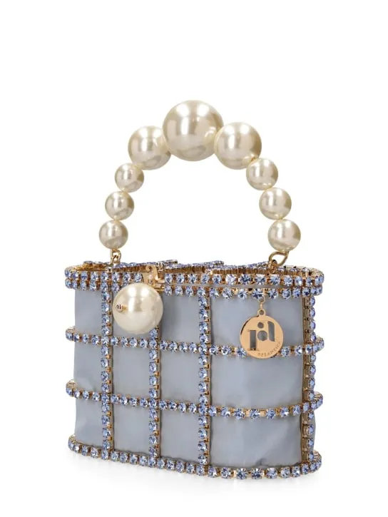 Rosantica   Holli crystal &amp; pearl top handle bag 