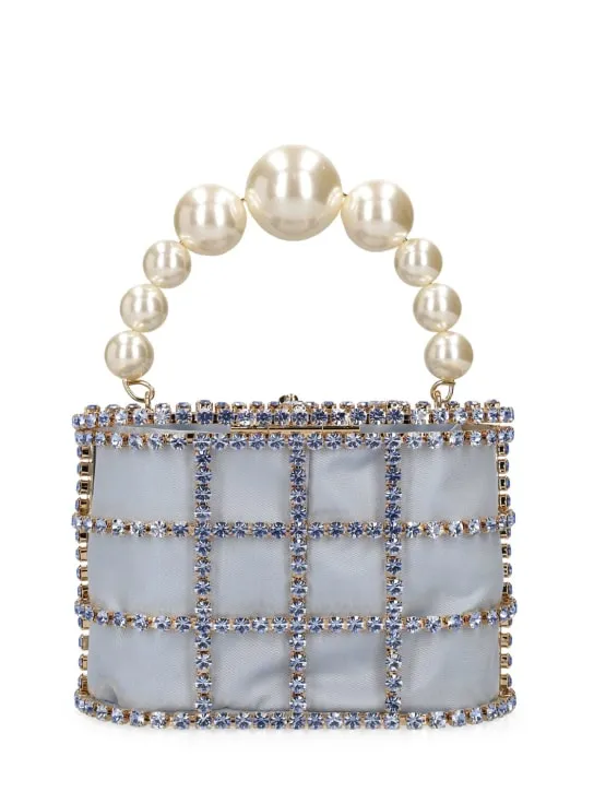 Rosantica   Holli crystal &amp; pearl top handle bag 