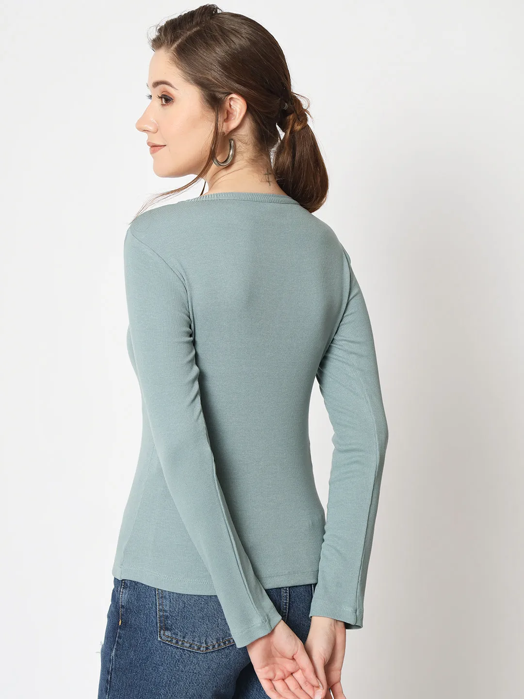 Round Neck Long Sleeves Liva Top