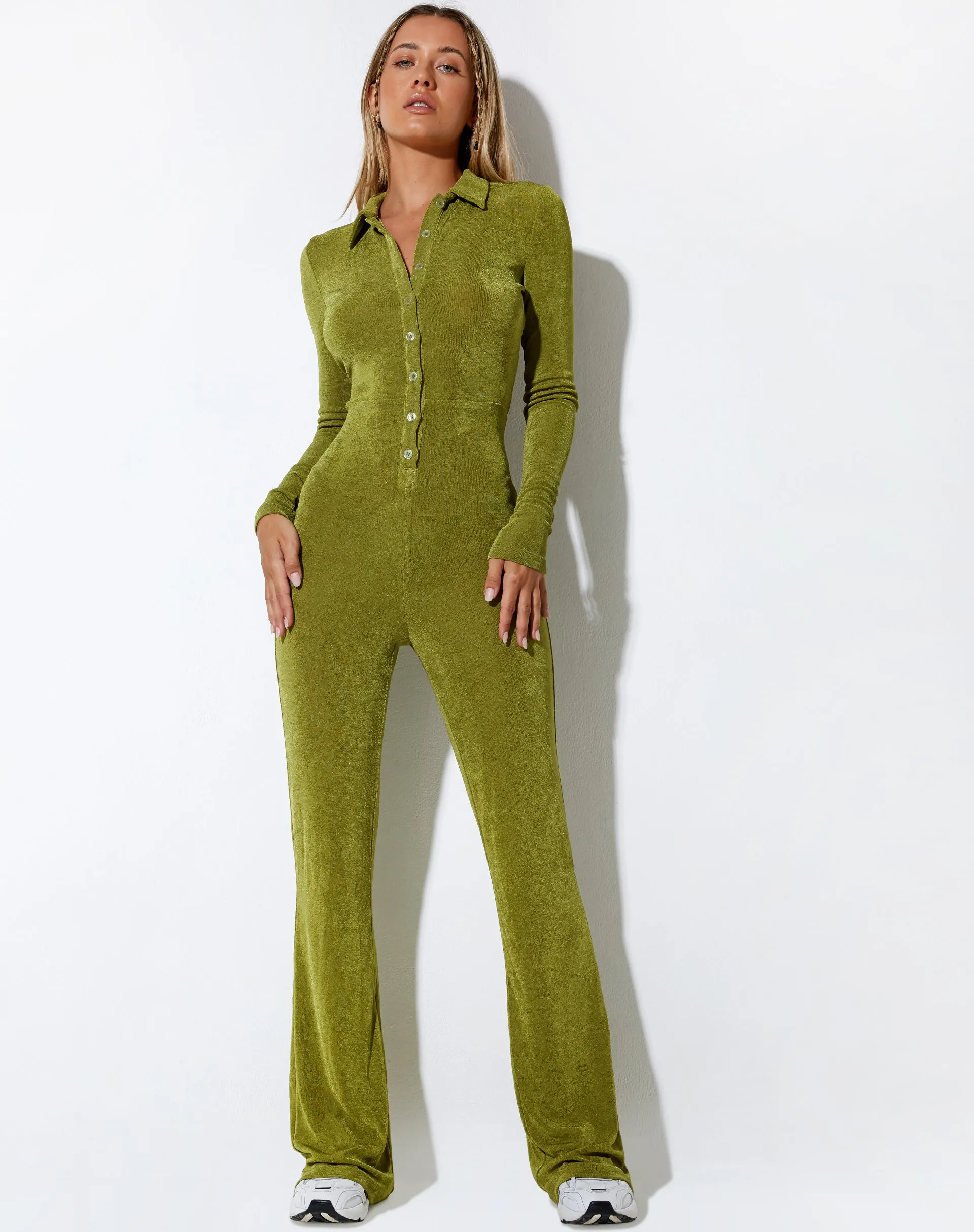 Salish Jumpsuit in Crepe Lime