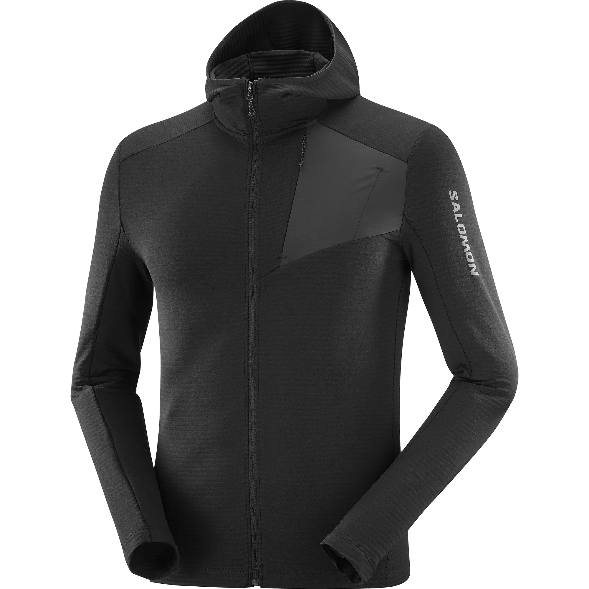 Salomon Men&#x27;s Outline Full Zip Hoodie Deep Black | Buy Salomon Men&#x27;s Outline Full Zip Hoodie Deep Black here | Outnorth