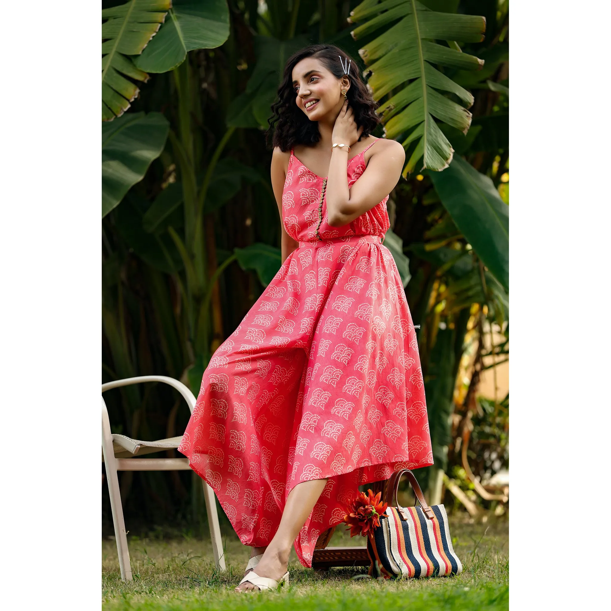 Shibori on Pink Dhoti Jumpsuit