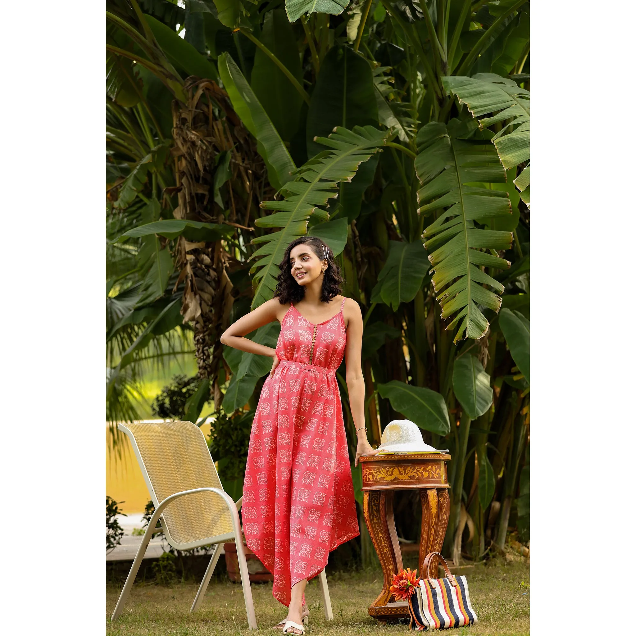 Shibori on Pink Dhoti Jumpsuit